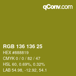 Farbcode: RGB 136 136 25 | qconv.com