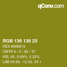 Color code: RGB 136 136 25 | qconv.com