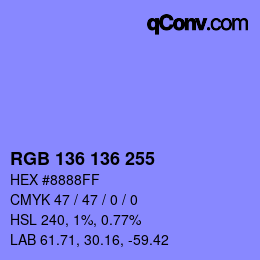 Farbcode: RGB 136 136 255 | qconv.com