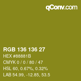 Code couleur: RGB 136 136 27 | qconv.com