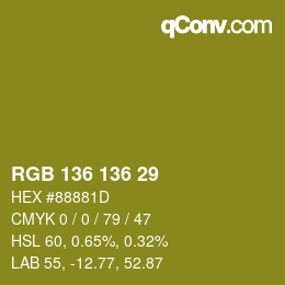 カラーコード: RGB 136 136 29 | qconv.com