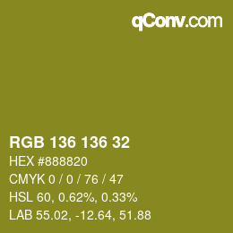 Color code: RGB 136 136 32 | qconv.com