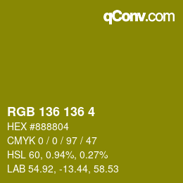 カラーコード: RGB 136 136 4 | qconv.com