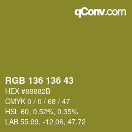 Color code: RGB 136 136 43 | qconv.com
