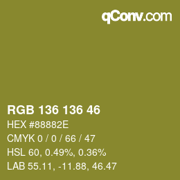 Color code: RGB 136 136 46 | qconv.com