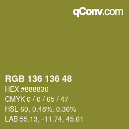 Color code: RGB 136 136 48 | qconv.com