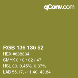 カラーコード: RGB 136 136 52 | qconv.com
