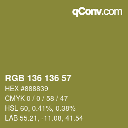 カラーコード: RGB 136 136 57 | qconv.com