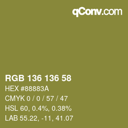 Farbcode: RGB 136 136 58 | qconv.com