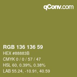 Farbcode: RGB 136 136 59 | qconv.com