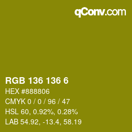 カラーコード: RGB 136 136 6 | qconv.com