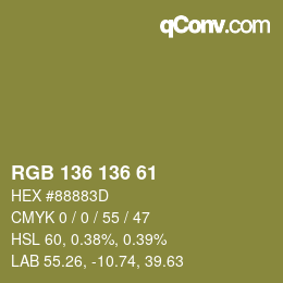 カラーコード: RGB 136 136 61 | qconv.com