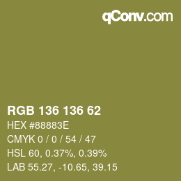 Color code: RGB 136 136 62 | qconv.com