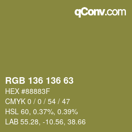 カラーコード: RGB 136 136 63 | qconv.com