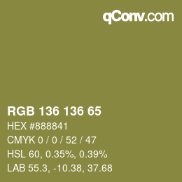 Color code: RGB 136 136 65 | qconv.com