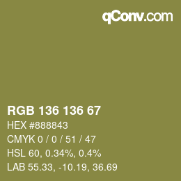 Color code: RGB 136 136 67 | qconv.com