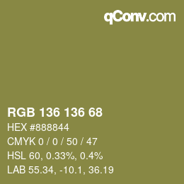 Color code: RGB 136 136 68 | qconv.com