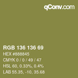 Color code: RGB 136 136 69 | qconv.com