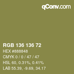 Farbcode: RGB 136 136 72 | qconv.com