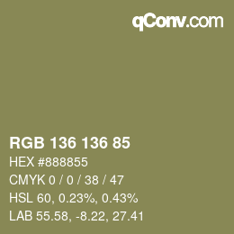Farbcode: RGB 136 136 85 | qconv.com