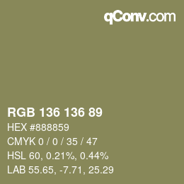 カラーコード: RGB 136 136 89 | qconv.com