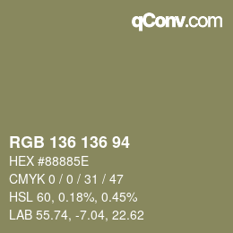 Color code: RGB 136 136 94 | qconv.com