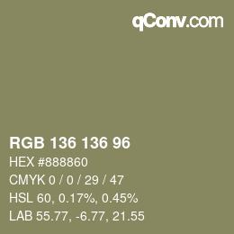 Color code: RGB 136 136 96 | qconv.com