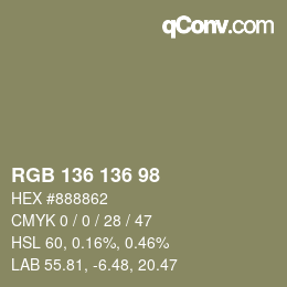 Color code: RGB 136 136 98 | qconv.com