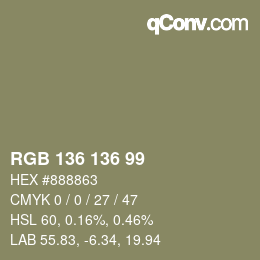 Color code: RGB 136 136 99 | qconv.com