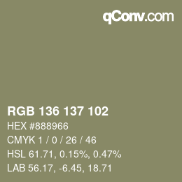 Color code: RGB 136 137 102 | qconv.com