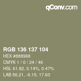 Color code: RGB 136 137 104 | qconv.com