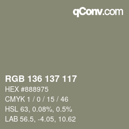 Color code: RGB 136 137 117 | qconv.com