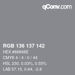 Color code: RGB 136 137 142 | qconv.com