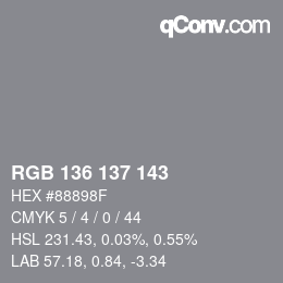 Color code: RGB 136 137 143 | qconv.com