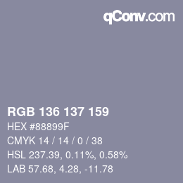 Color code: RGB 136 137 159 | qconv.com