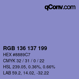 Color code: RGB 136 137 199 | qconv.com