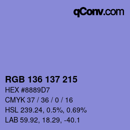 Color code: RGB 136 137 215 | qconv.com