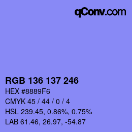 Color code: RGB 136 137 246 | qconv.com