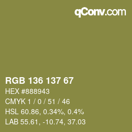 Color code: RGB 136 137 67 | qconv.com