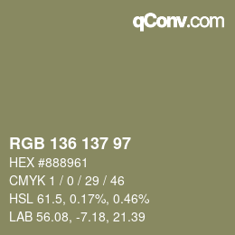 Color code: RGB 136 137 97 | qconv.com