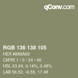 Color code: RGB 136 138 105 | qconv.com