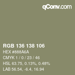 Color code: RGB 136 138 106 | qconv.com