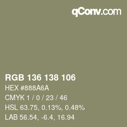 カラーコード: RGB 136 138 106 | qconv.com