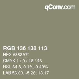 Color code: RGB 136 138 113 | qconv.com
