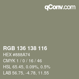 Color code: RGB 136 138 116 | qconv.com