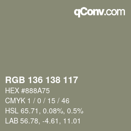 Código de color: RGB 136 138 117 | qconv.com