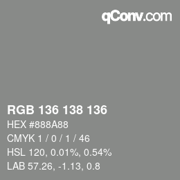 Code couleur: RGB 136 138 136 | qconv.com