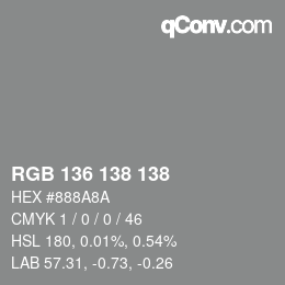 カラーコード: RGB 136 138 138 | qconv.com