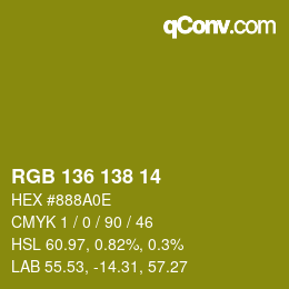 Color code: RGB 136 138 14 | qconv.com