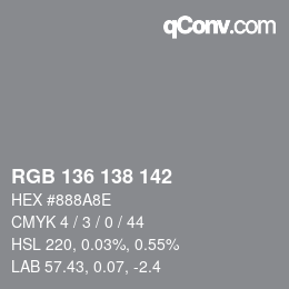 Color code: RGB 136 138 142 | qconv.com